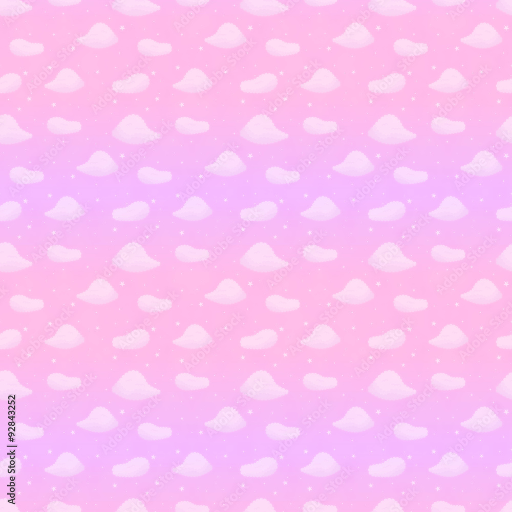 ゆめかわいい空柄シームレスパターン（小）ピンク系
