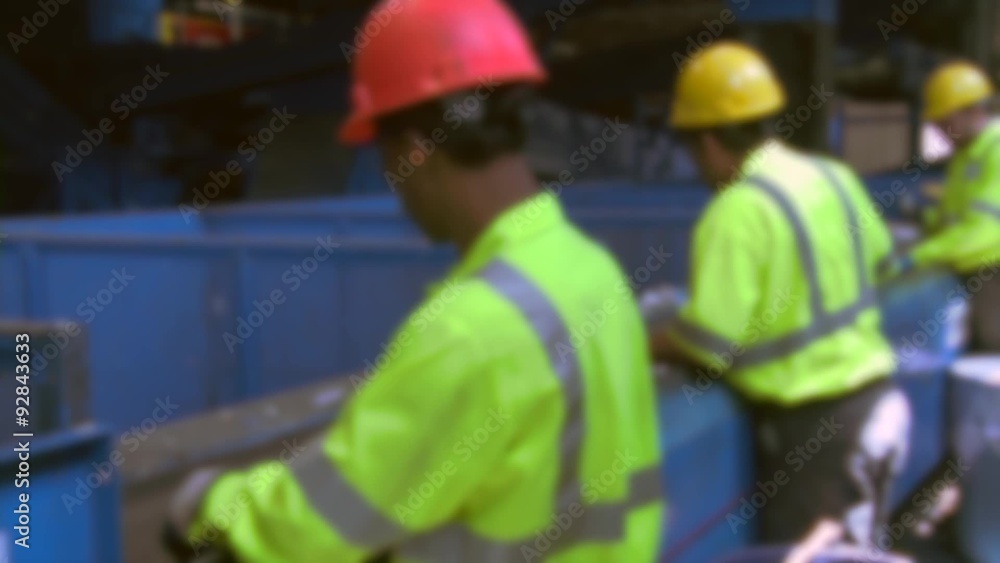 Busy trash workers Busy trash workers