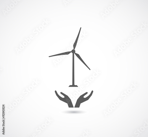 hands support wind turbine icon