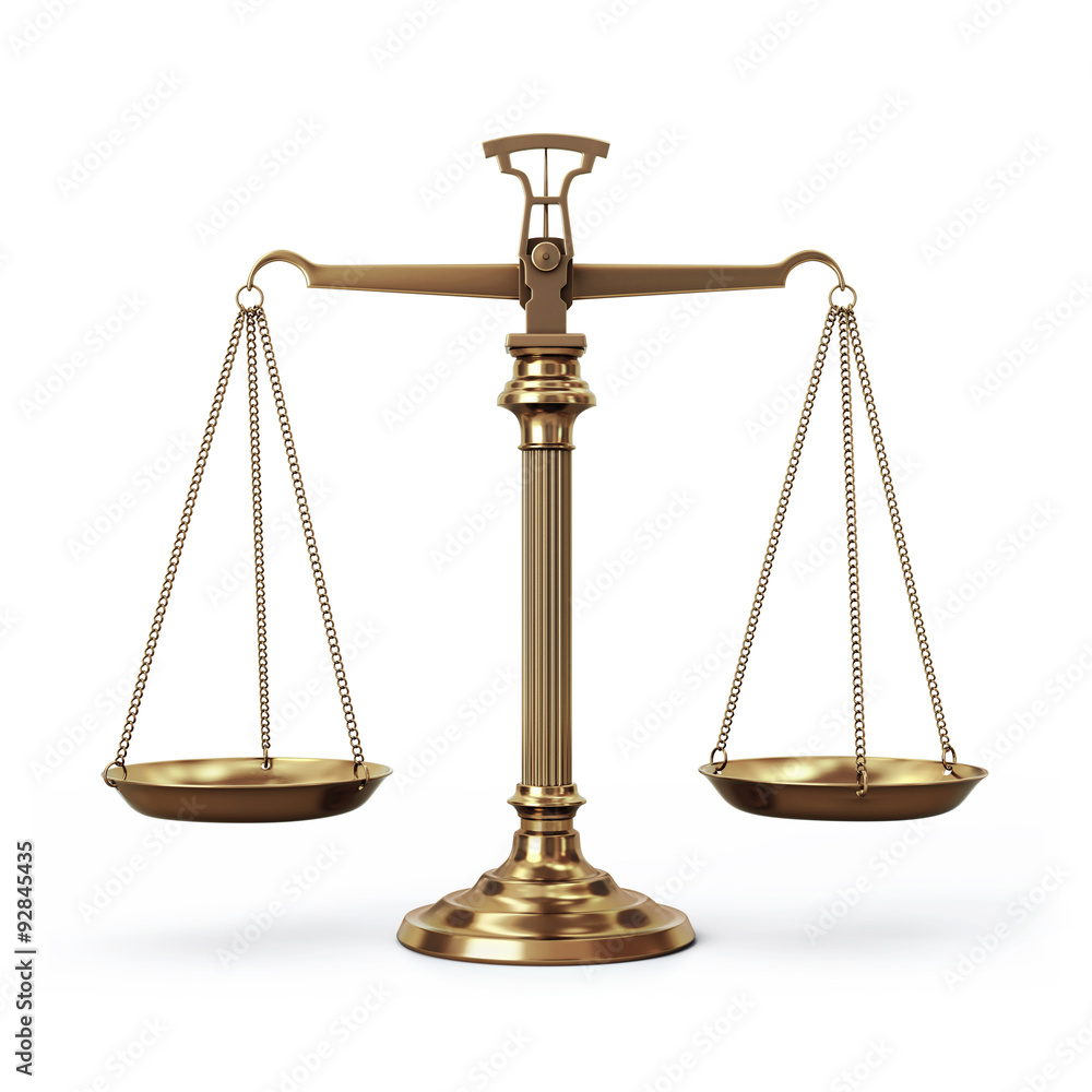Brass scales - balanced - front view Brass scales - balanced - front view