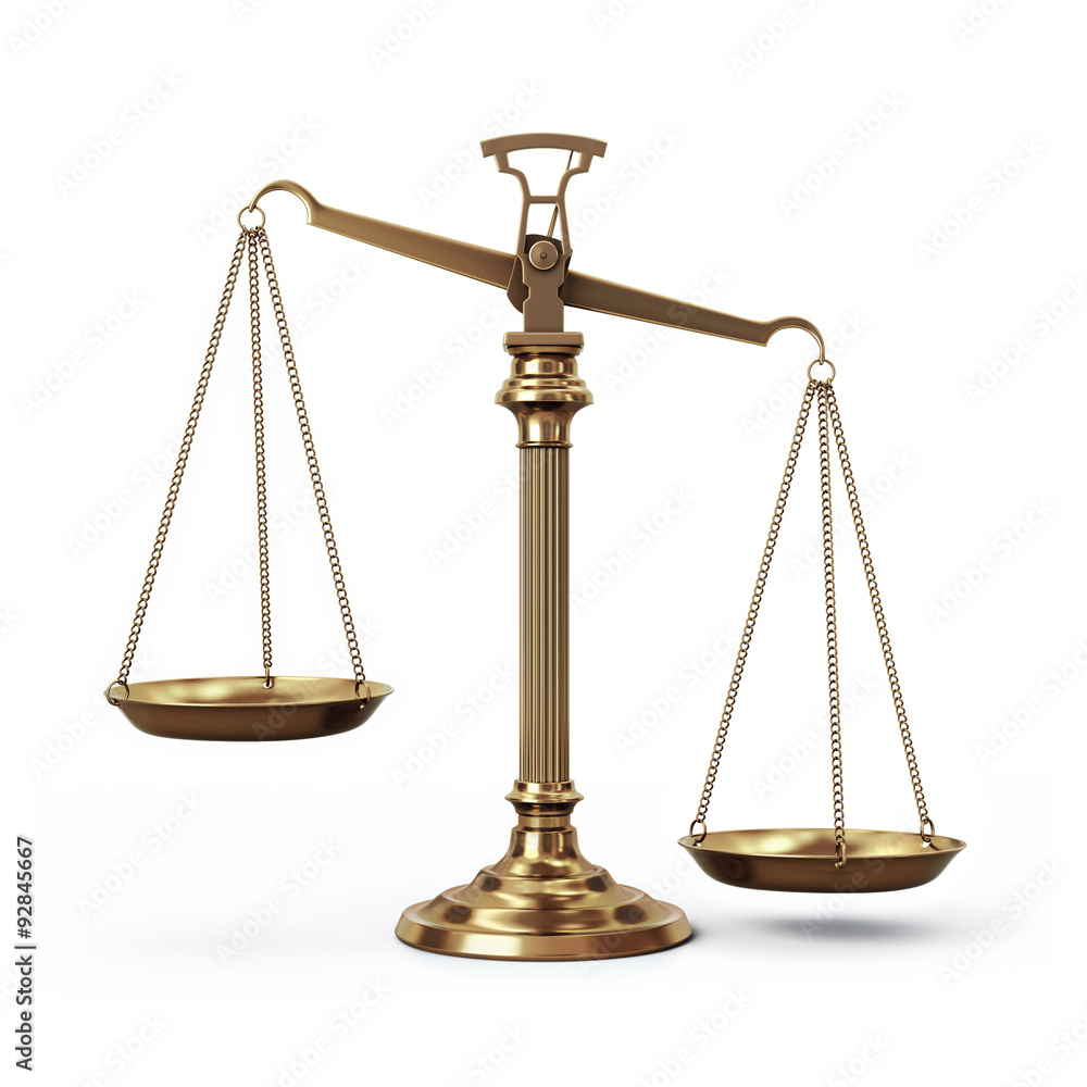 Brass scales - left up and right down - front view Brass scales - left up and right down - front view