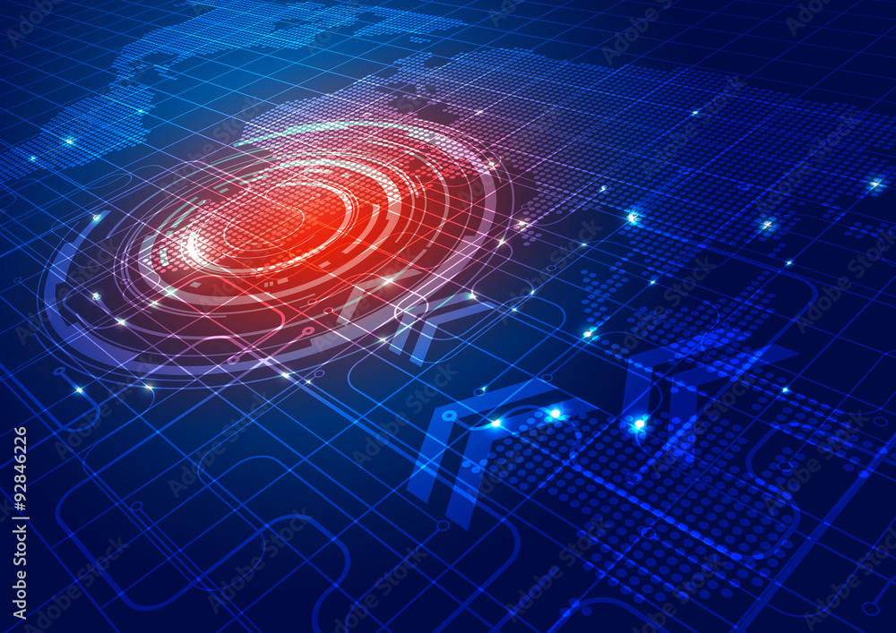 World Map with Technology Background