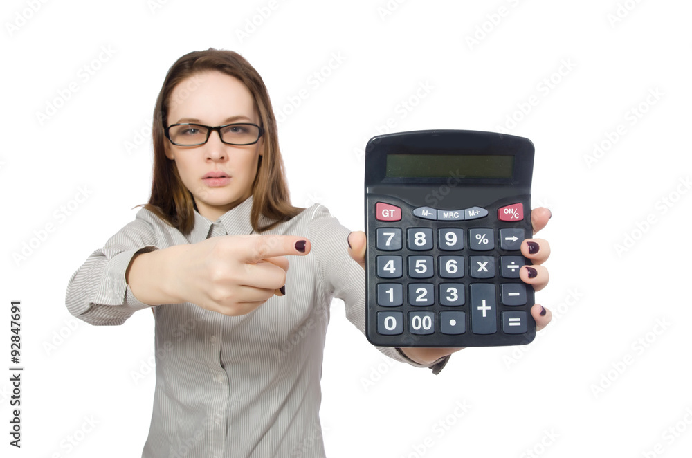 Woman in business concept isolated on white Woman in business concept isolated on white
