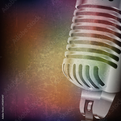 abstract grunge background with retro microphone