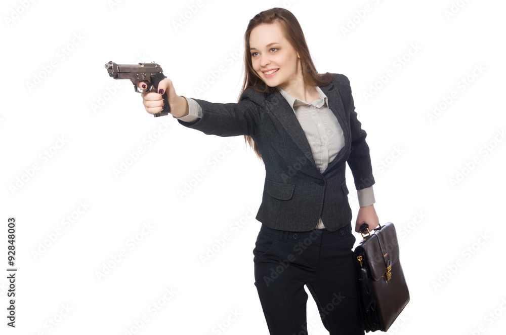 Woman in business concept isolated on white Woman in business concept isolated on white