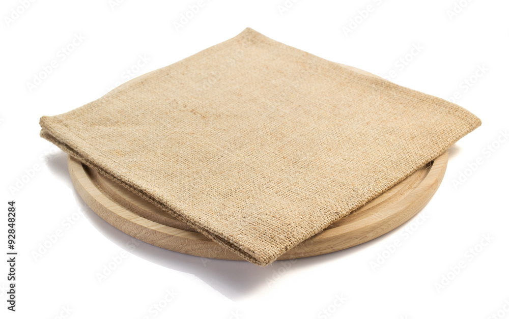 sack burlap napkin at cutting board sack burlap napkin at cutting board
