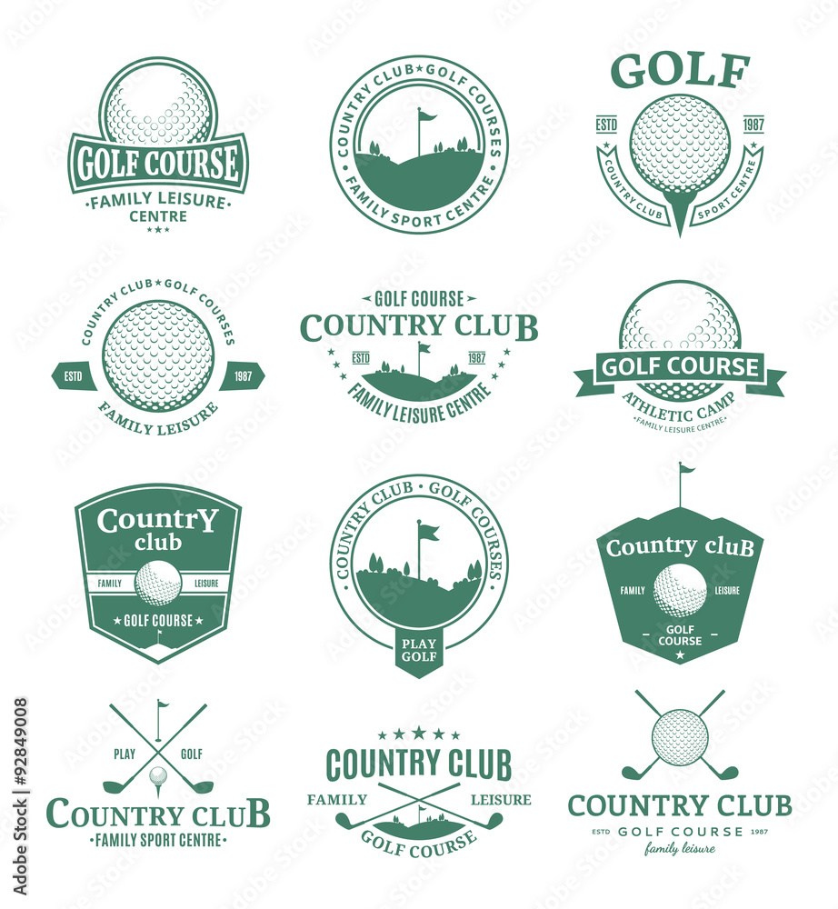 Golf country club logo, labels and design elements Stock Vector | Adobe  Stock