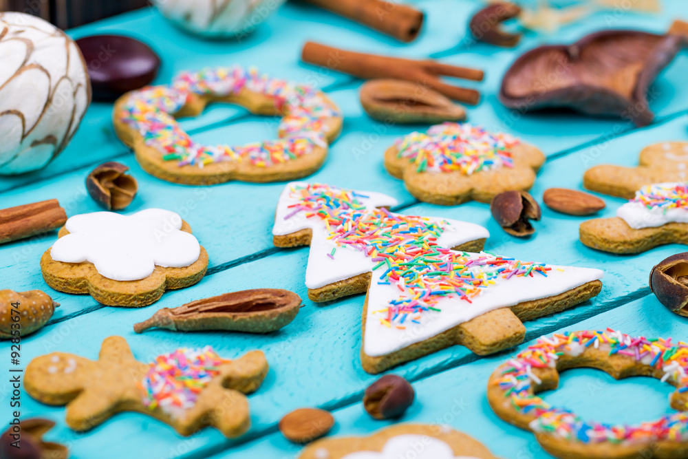 Cookies little men on a wooden table Cookies little men on a wooden table