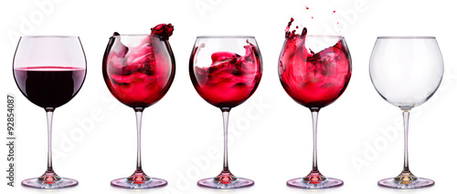 Fotografia, Obraz Set from glasses with wine isolated on a white