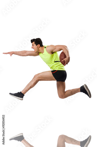 Man playing american football isolated on white © Elnur
