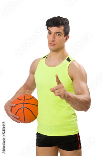 Young basketball player isolated on white