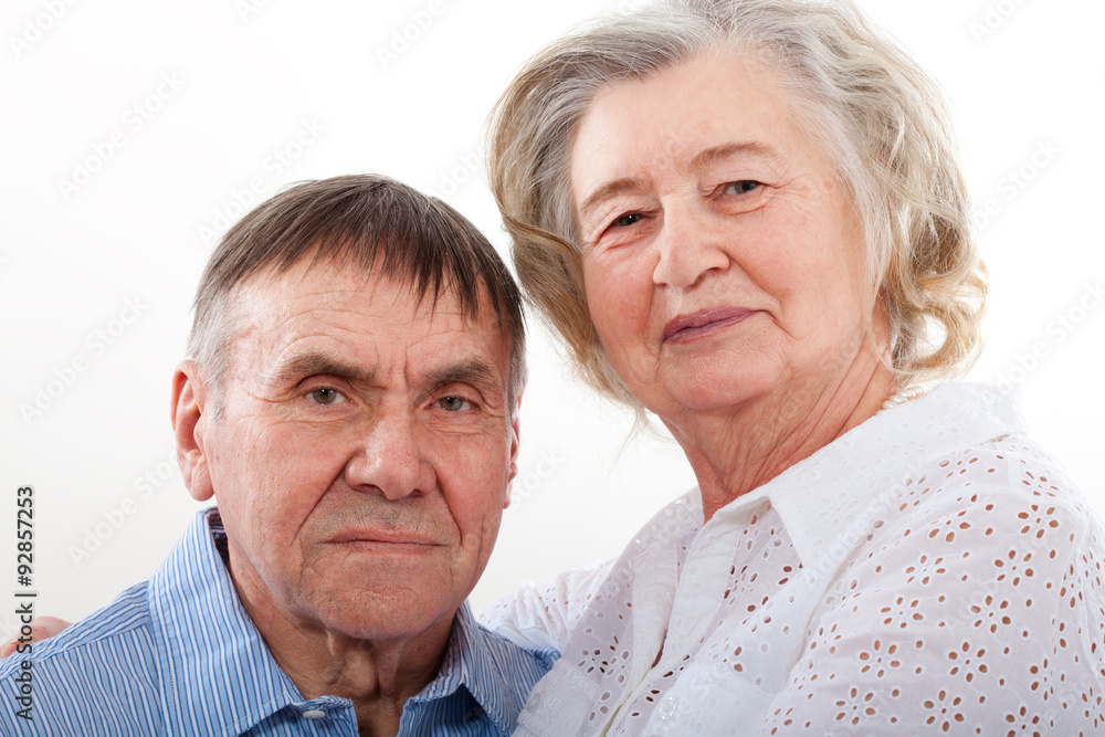 Closeup portrait of smiling elderly couple Closeup portrait of smiling elderly couple