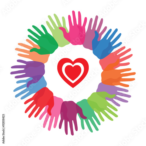 Colorful hands and heart