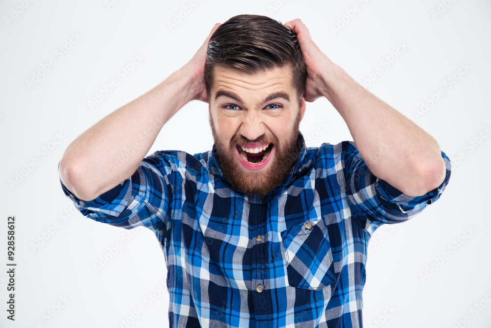 Portrait of a crazy man shouting Portrait of a crazy man shouting