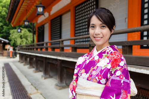 Asian woman in japanese temple