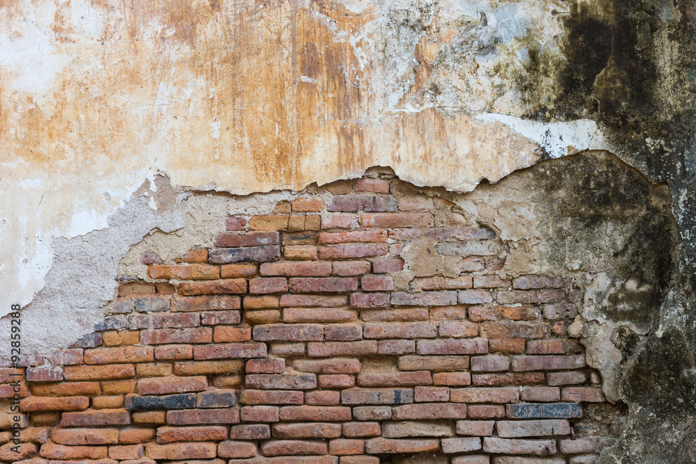Old weathered brick wall fragment Old weathered brick wall fragment