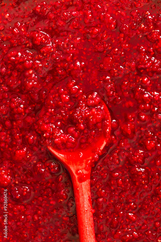 red raspberry marmalade - top view texture