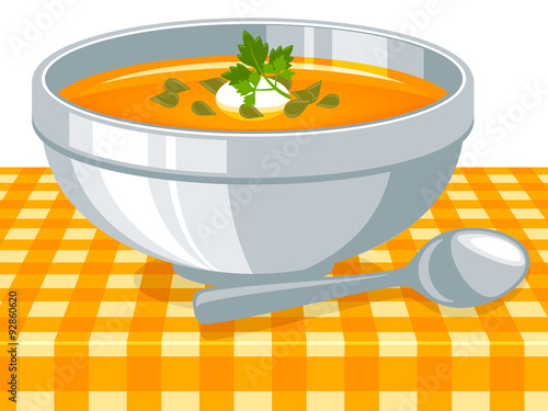 Pumpkin soup, vector illustration.