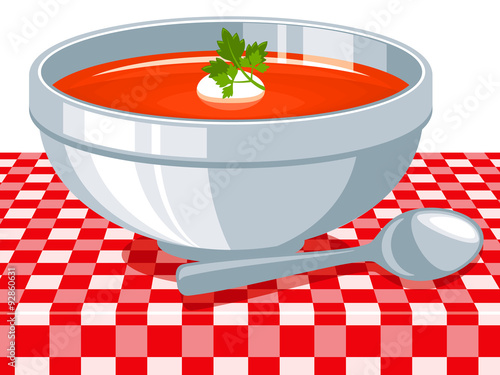 Tomato soup, vector illustration.