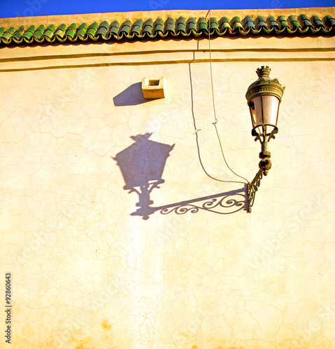 street lamp old construction in africa morocco and leather near