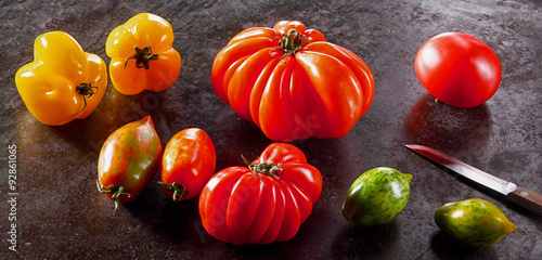 Varieties of fresh ripe healthy tomatoes