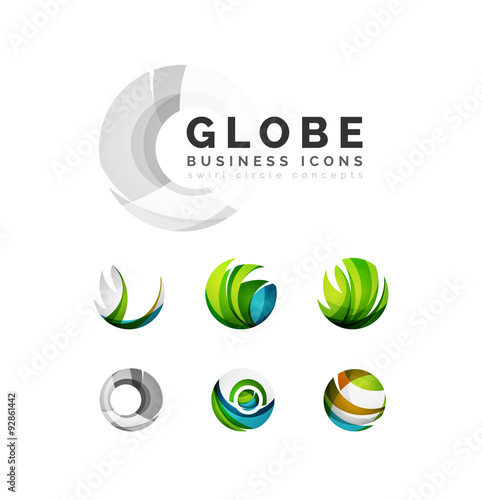 Set of globe sphere or circle logo business icons