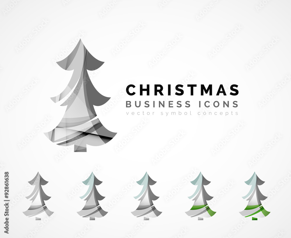 Fototapeta premium Set of abstract Christmas Tree Icons, business logo concepts