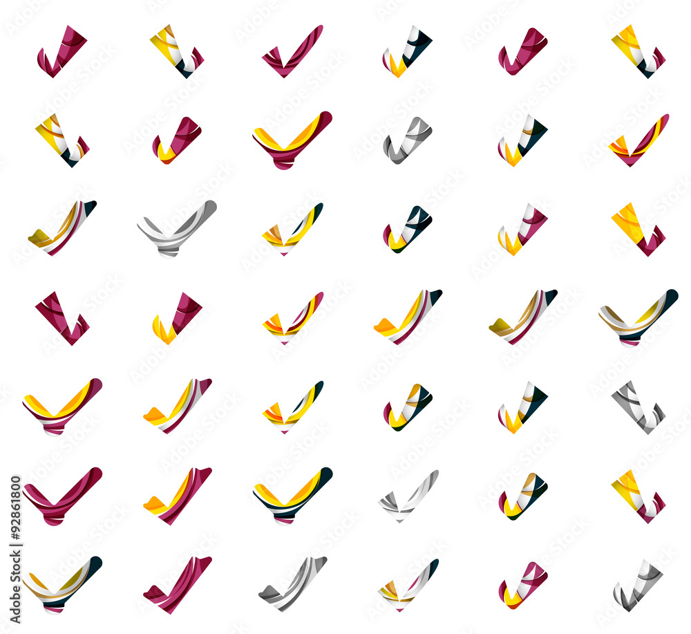 Set of abstract OK and tick icons, business logotype concepts Set of abstract OK and tick icons, business logotype concepts