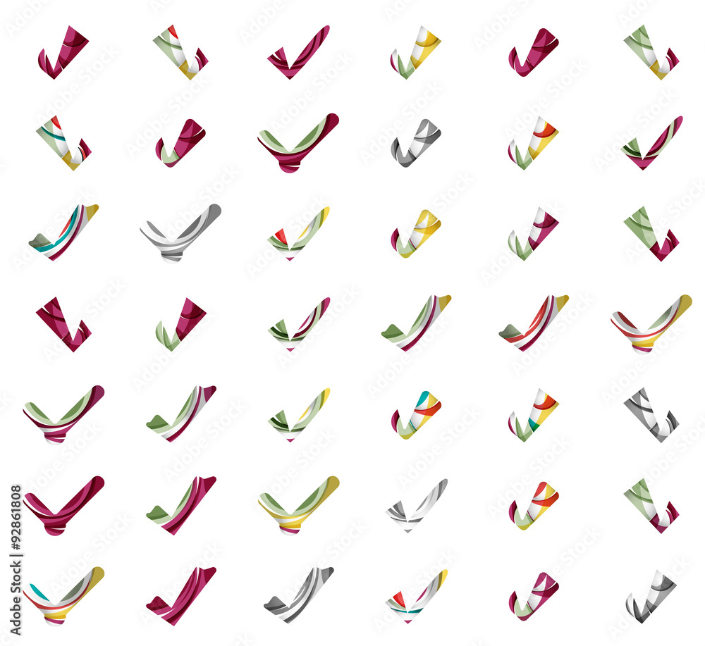 Set of abstract OK and tick icons, business logotype concepts Set of abstract OK and tick icons, business logotype concepts