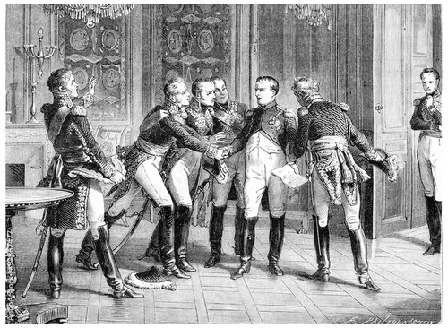 Photography Abdication of napoleon, vintage engraving.