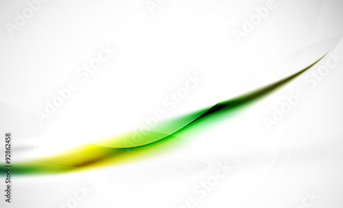 Green wave line in light space. Abstract background