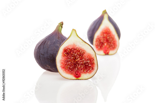 Fresh common fig (Ficus carica) isolated on white background