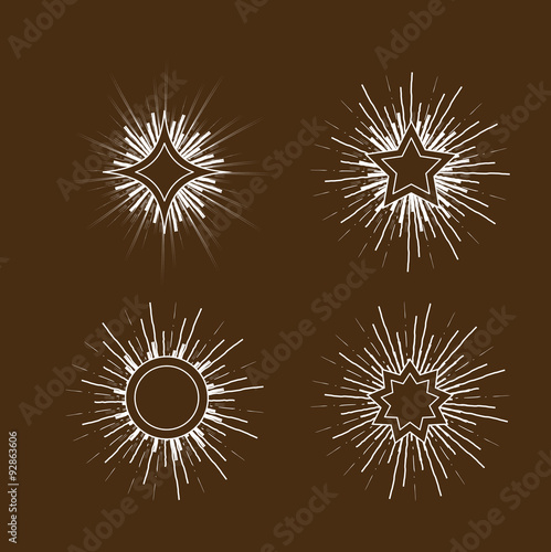 Hipster style vintage star burst with ray