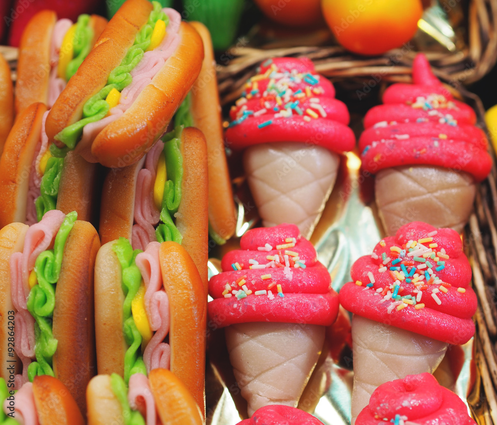Colourful  marchpane candies