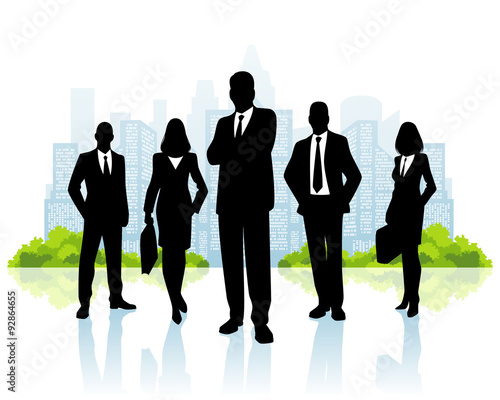 Business team on city background