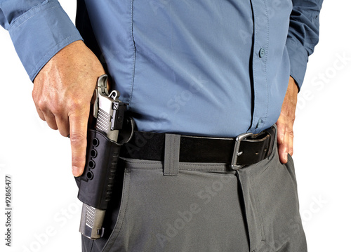 Law Enforcement Professional Man with Holstered Gun Weapon