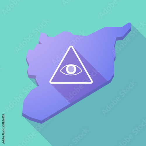 Long shadow Syria map with an all seeing eye