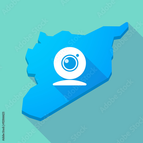 Long shadow Syria map with a web cam