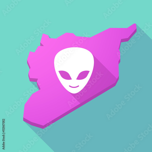 Long shadow Syria map with an alien face