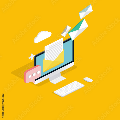 E-mail marketing concepts. Mobile marketing, email advertising,