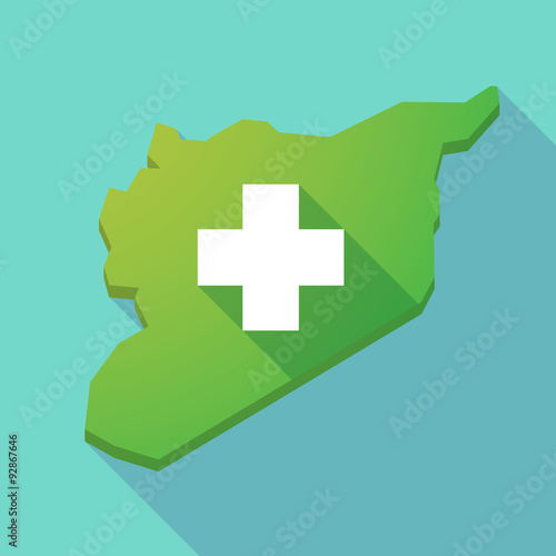 Long shadow Syria map with a pharmacy sign