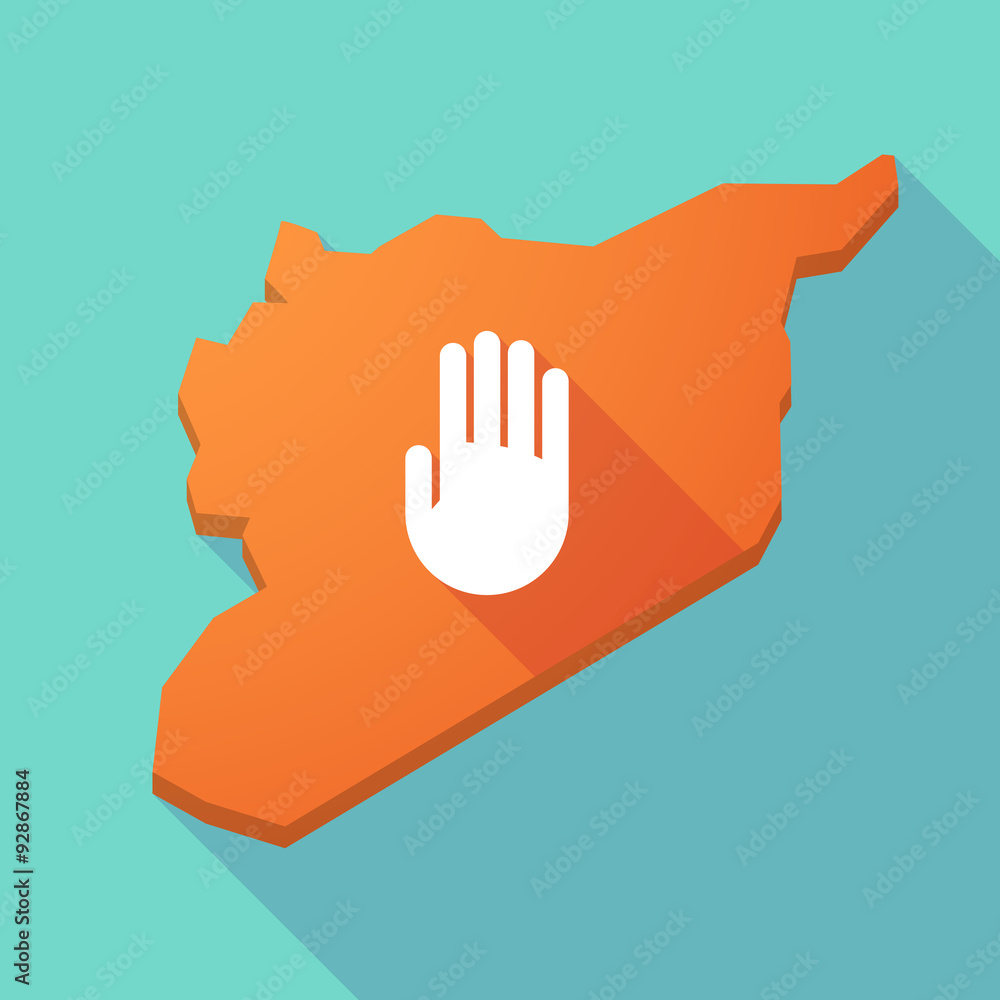Long shadow Syria map with a hand Long shadow Syria map with a hand