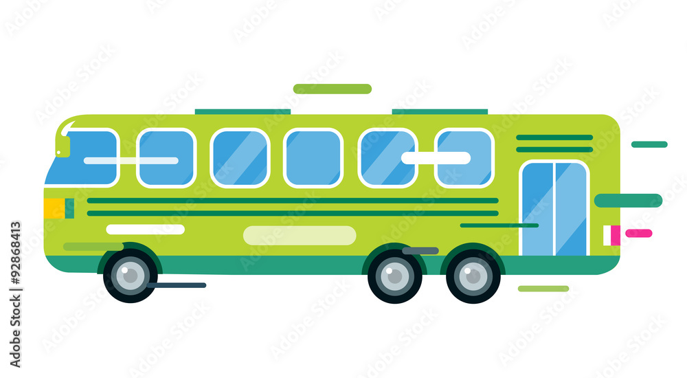 City bus cartoon style vector icon silhouette City bus cartoon style vector icon silhouette