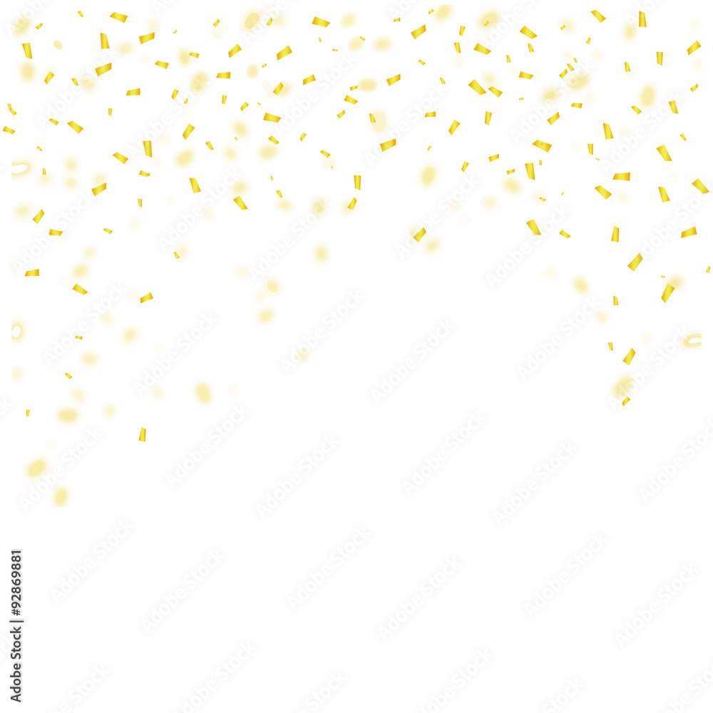 Golden confetti falls isolated onwhite background. Vector illustration. Golden confetti falls isolated onwhite background. Vector illustration.