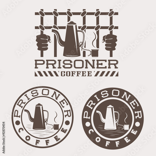 prisoner coffee concept vector design template