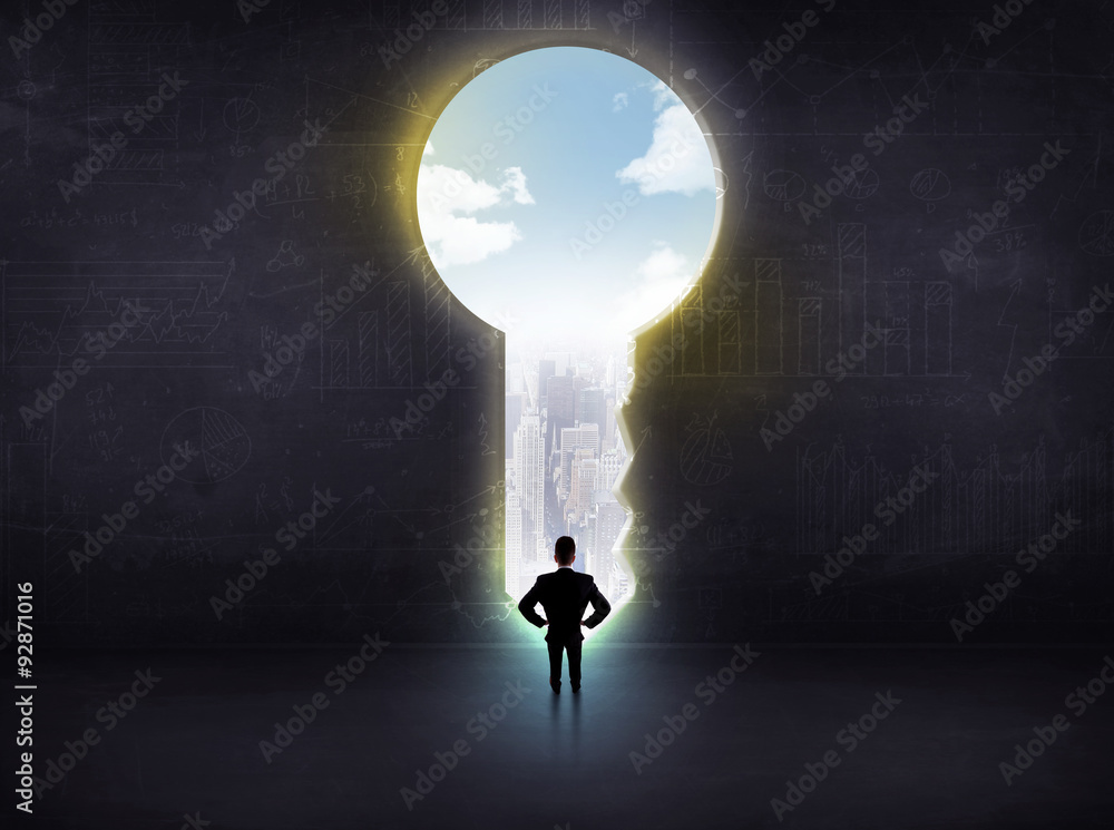 Obraz premium businessman looking a big key