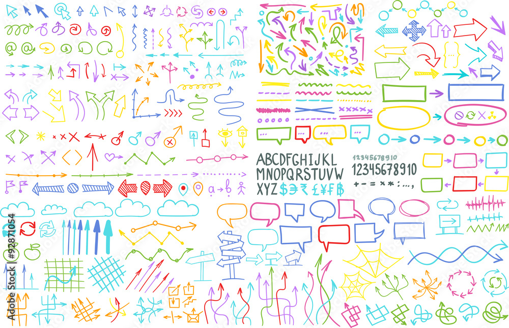 Hand draw arrow set elements Hand draw arrow set elements