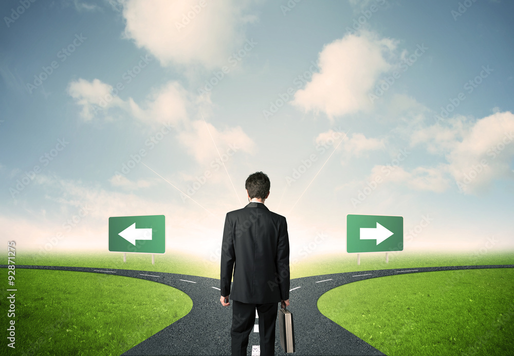 Businessman in front of a choice Businessman in front of a choice