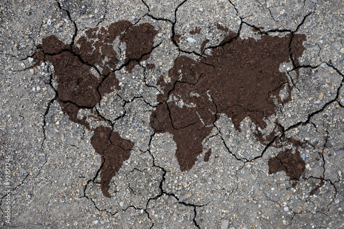Global warming concept world map