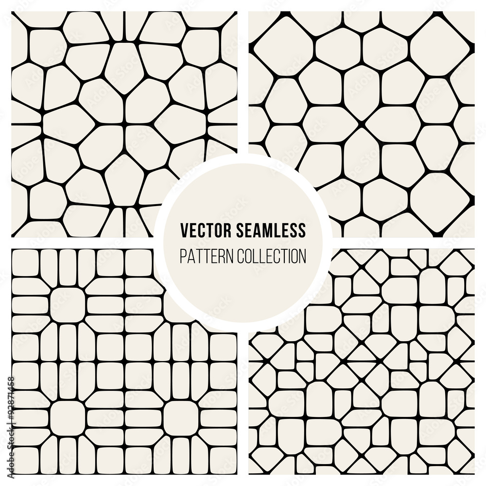 Fototapeta premium Vector Seamless Black And Whitec Pavement Pattern Collection